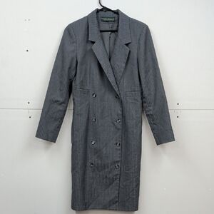 Harve Benard Longline Gray Stripe Tuxedo Mini Dress Blazer